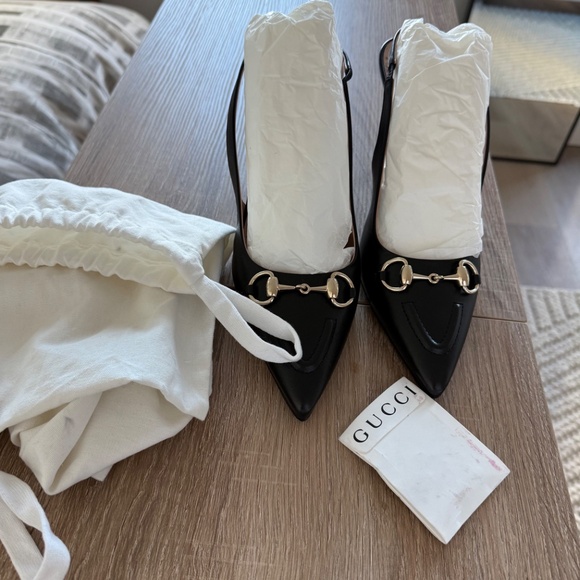 GUCCI Leather Horsebit slingback pump heels women’s (new) - Picture 2 of 7
